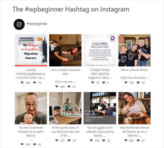 Il feed hashtag #wpbeginner