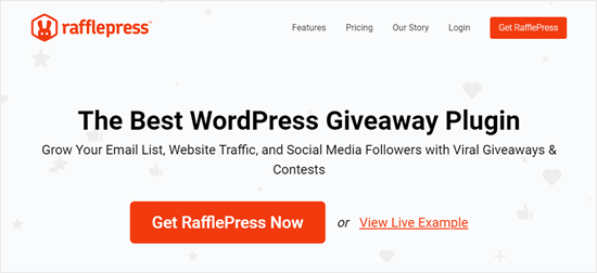 Il sito web RafflePress