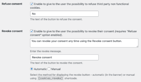 Cookie Notice Consent Options