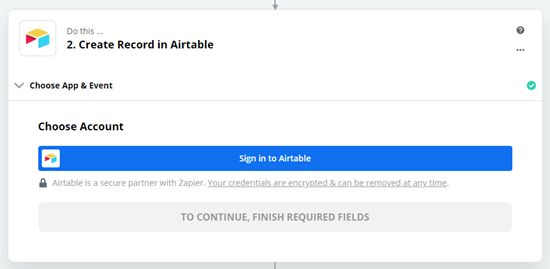 Click the button to sign into your Airtable account