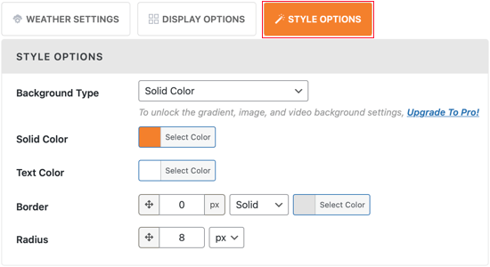 The Style Options Tab