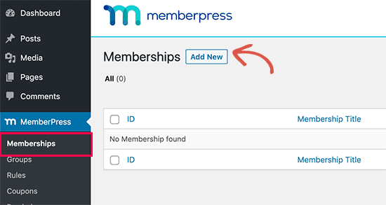 Добавление нового членства MemberPress