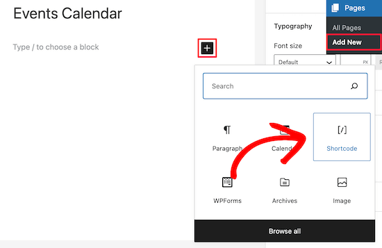 Создание новой страницы Календаря Google
