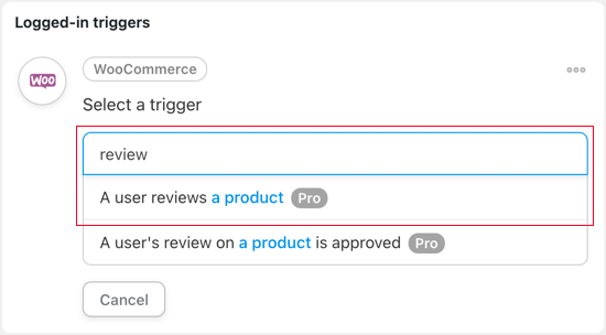 Триггер автоматизации WooCommerce - пользователь отзывается о продукте