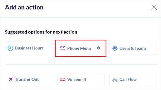 Select phone menu option