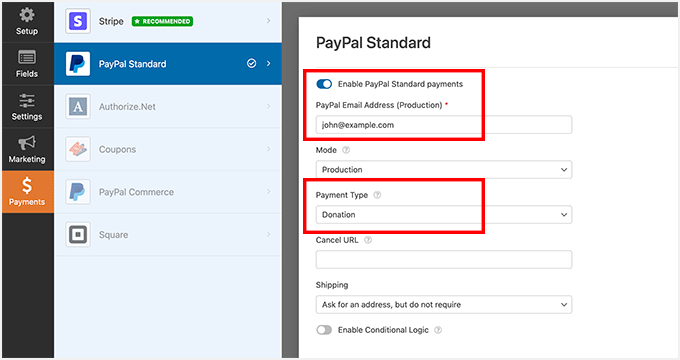 Habilite los pagos de PayPal para su formulario en WPForms