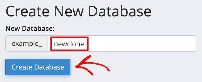Введите имя базы данных и создайте базу данных