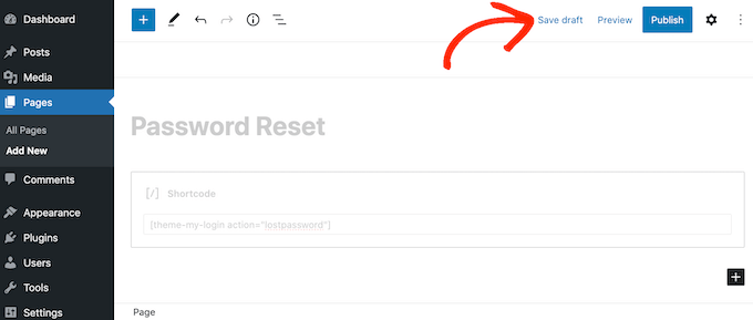 Publishing a custom password reset page