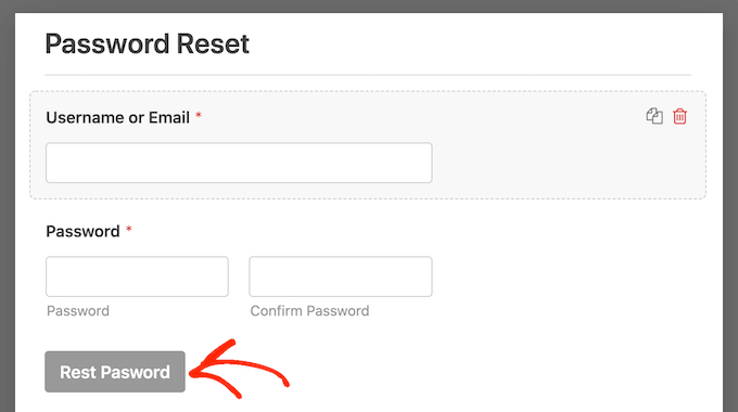 Editing the custom password reset form with WPForms