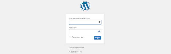 Пример стандартного экрана входа в систему WordPress