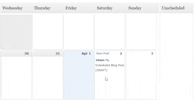 unscheduling a post with editorial calendar plugin