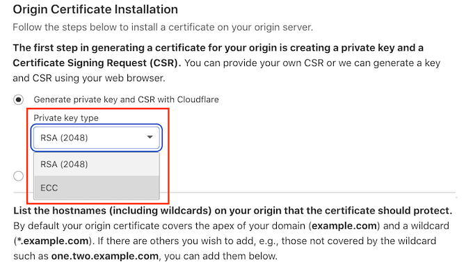Creating a private key for Cloudflare