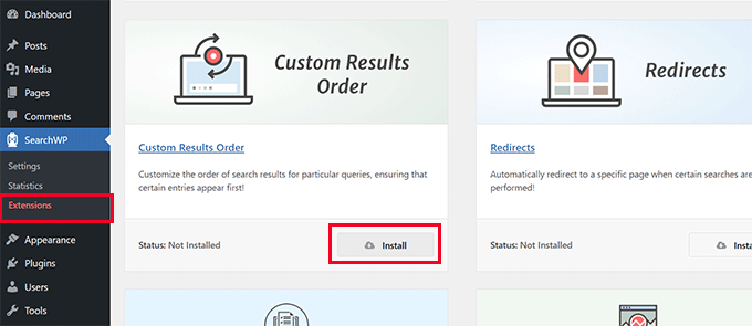 Extension Custom Results Order pour SearchWP