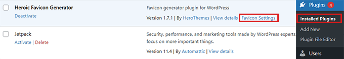 激活插件后，点击 Favicon Settings