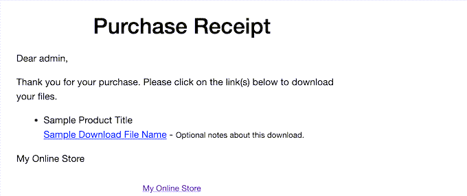 Purchase Receipt Example