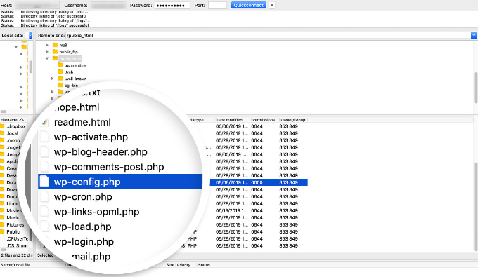 FTP kullanarak wp-config dosyasını düzenleyin