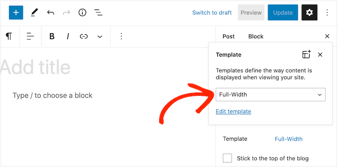 How to remove the sidebar using a post template