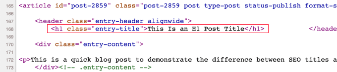 مشاهده تگ های HTML H1 برای عنوان پست