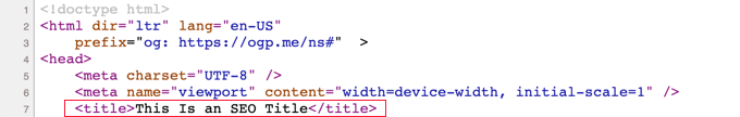 Просмотр HTML-источника SEO-заголовка