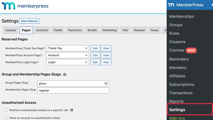 How to configure the MemberPress plugin