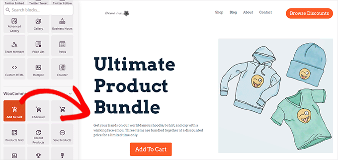 Add your product details with add to cart button