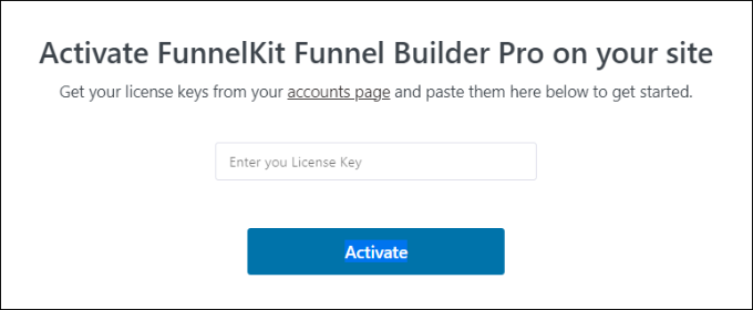 Enter the FunnelKit license key
