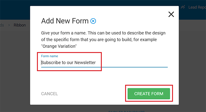 Provide a form name