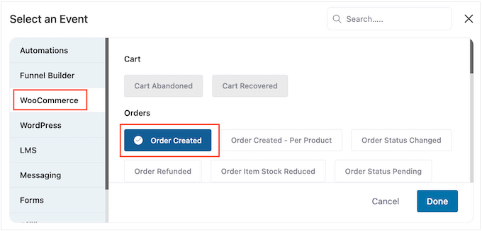 The WooCommerce order created trigger