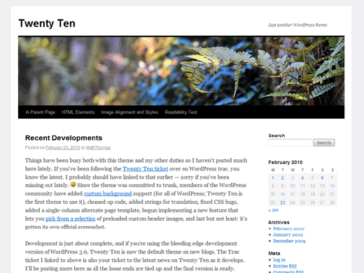 Twenty Ten WordPress Theme